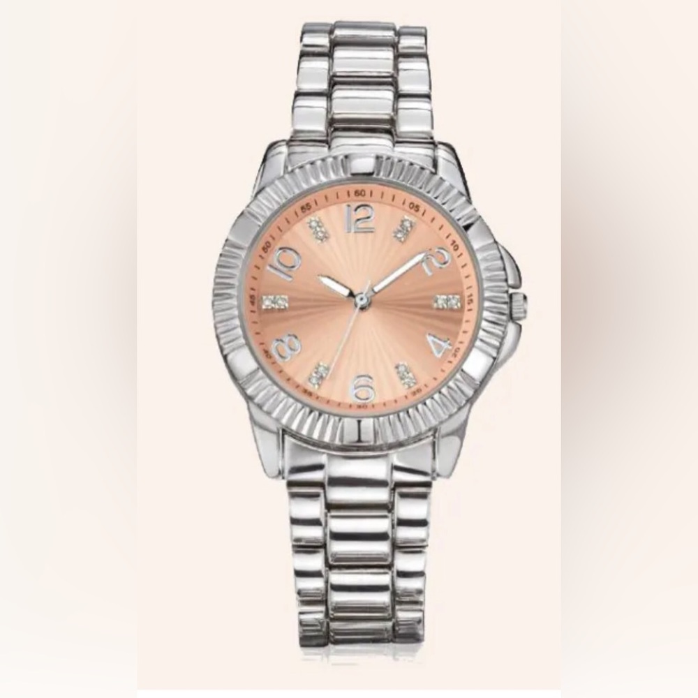 Diamond watch-Rose Gold/Silver tone Watch with 12 Diamond Accent